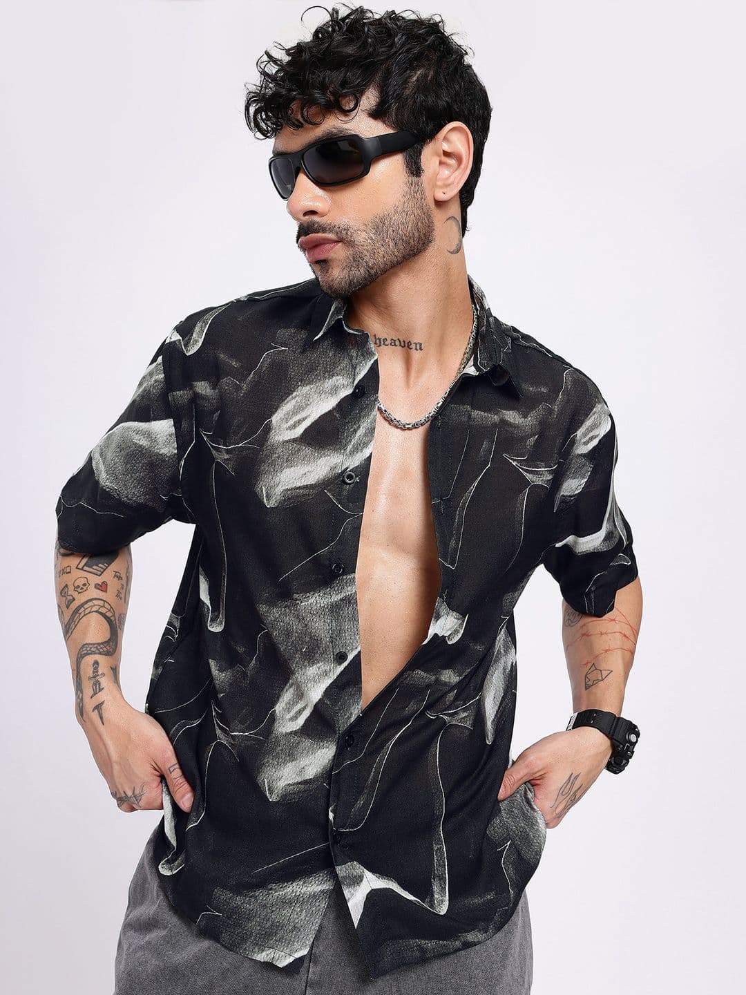 glitchez glitchez Abstract Printed Relaxed Fit Shirt