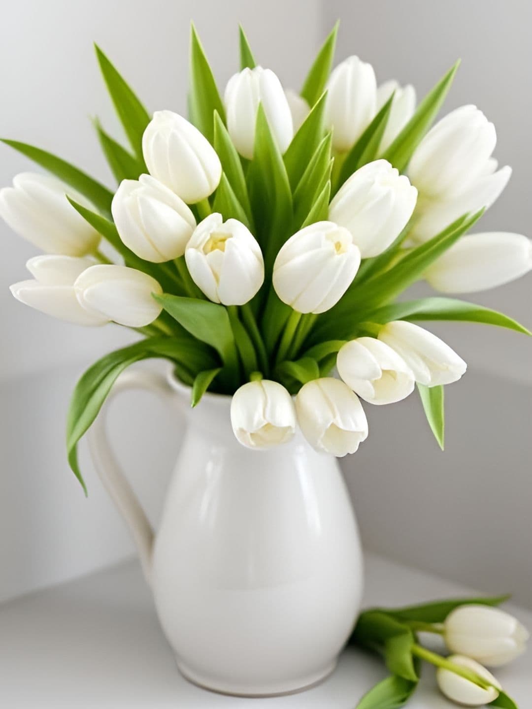Chitra Artworks Chitra Artworks White 5 Pieces Tulip Artificial Flower
