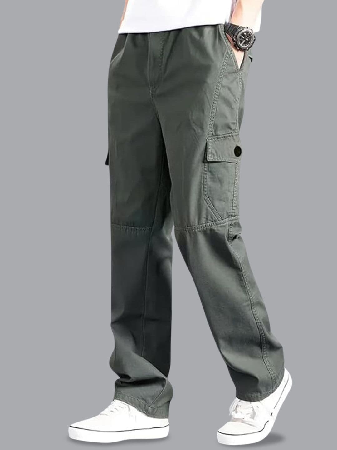 FABRIPPLE FABRIPPLE Men Mid-Rise Relaxed Fit Cotton Cargos Trousers