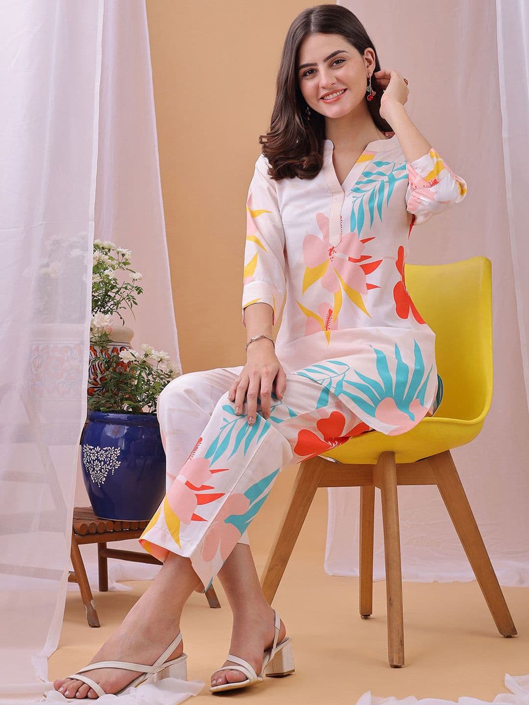 KALINI KALINI Printed Top With Trousers Co-Ords