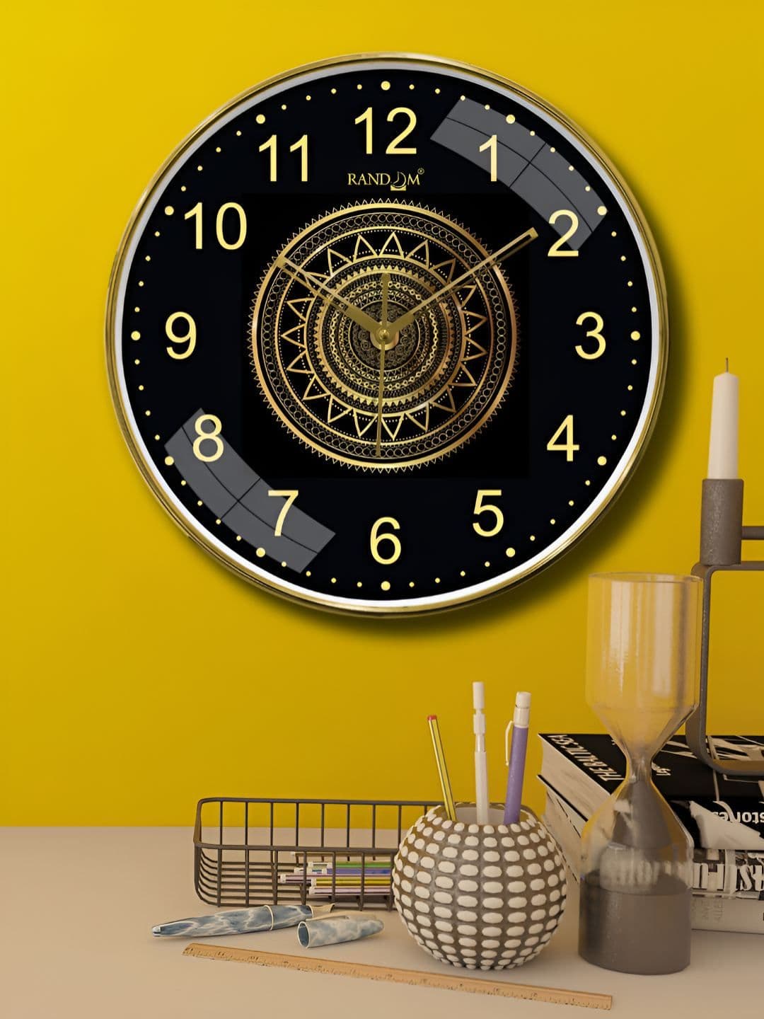 RANDOM RANDOM Metallic Foil Finish With Sweep Silent Classic 12.75 Inch Wall Clock