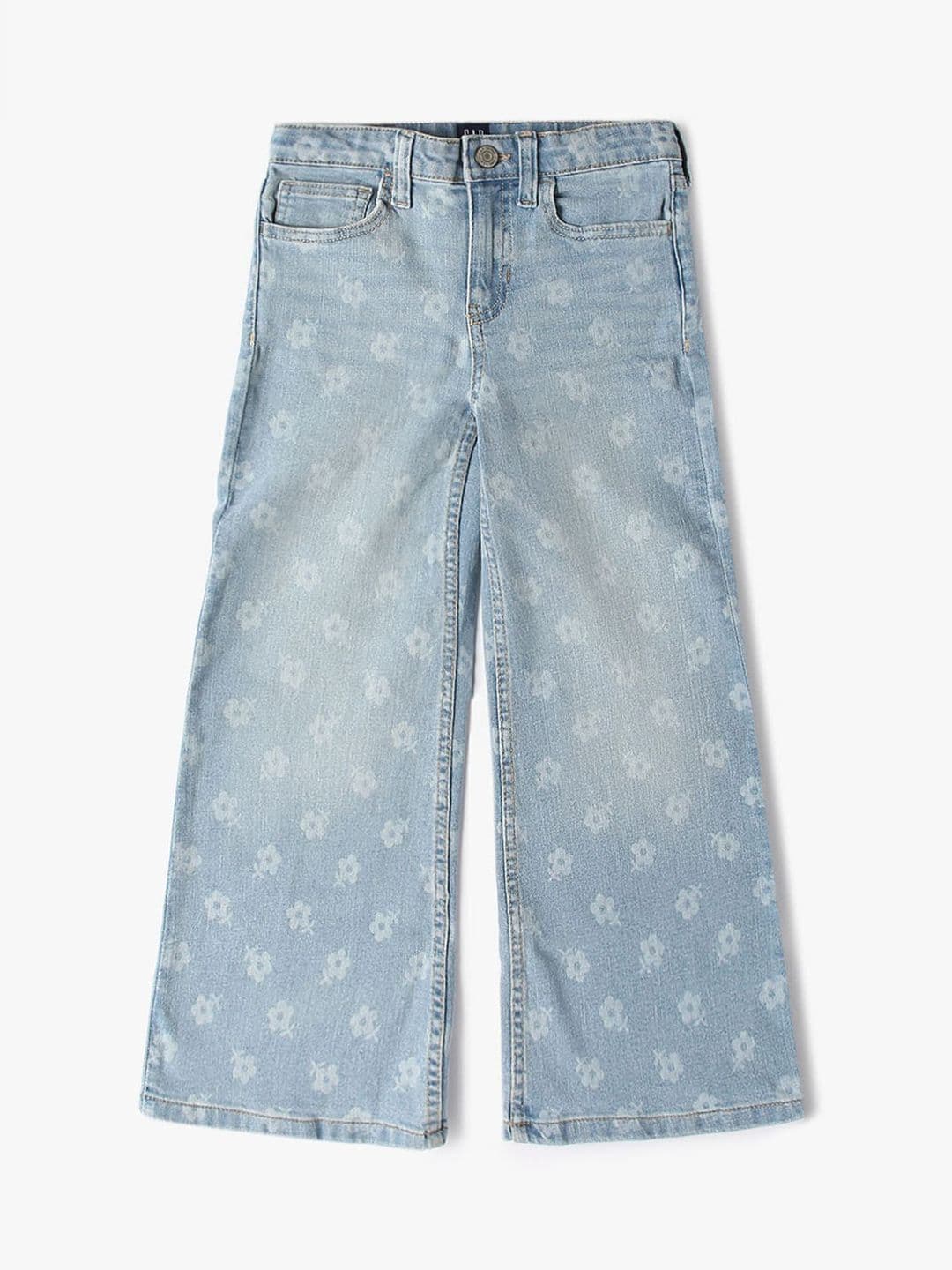 Girls Flared Mid-Rise Jeans GAP Girls Flared Mid-Rise Light Fade Floral Print Stretchable Jeans