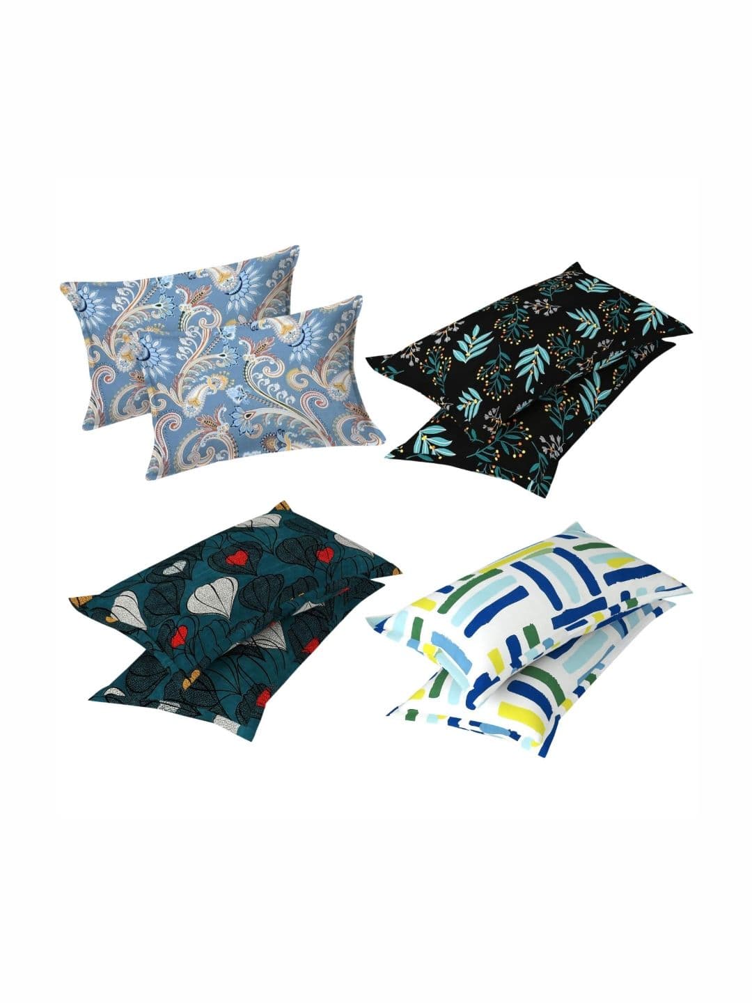 PRTREND PRTREND Blue & White 6 and more Pieces Abstract Cotton Linen Rectangle Pillow Covers