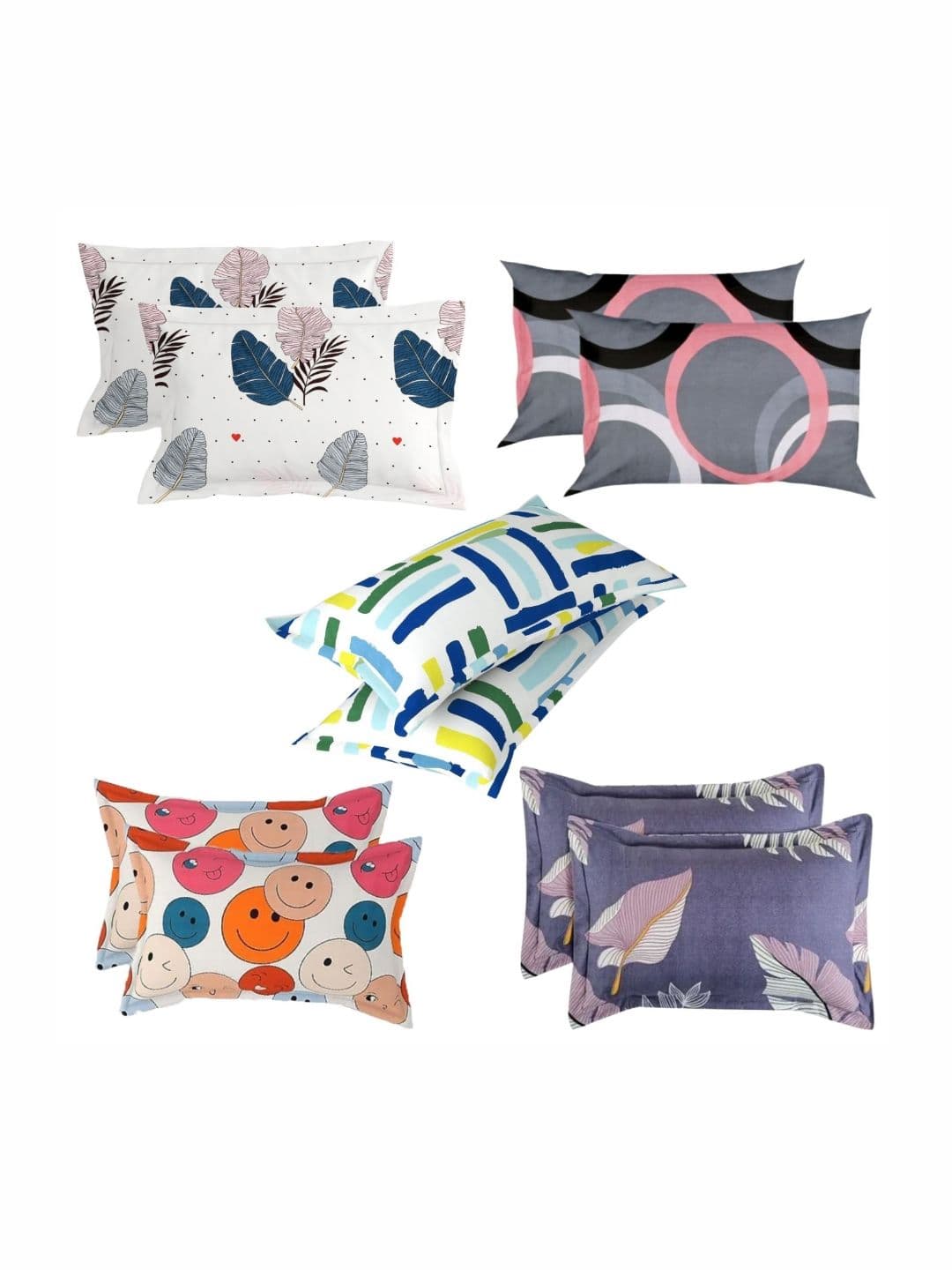 PRTREND PRTREND Grey & White 6 and more Pieces Abstract Cotton Linen Rectangle Pillow Covers