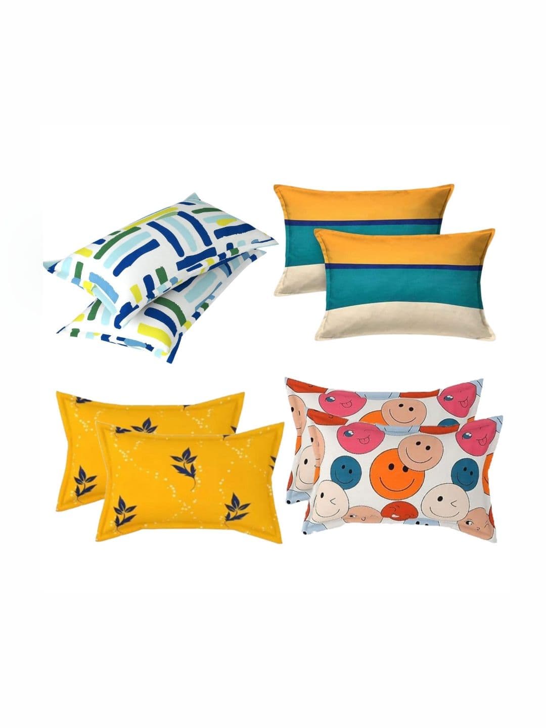 PRTREND PRTREND White & Yellow 6 and more Pieces Abstract Cotton Linen Rectangle Pillow Covers