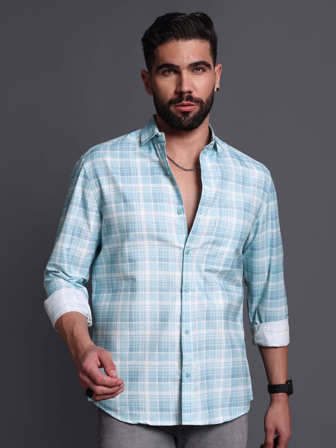 Mast & Harbour Mast & Harbour Men Standard Checked Party Shirt