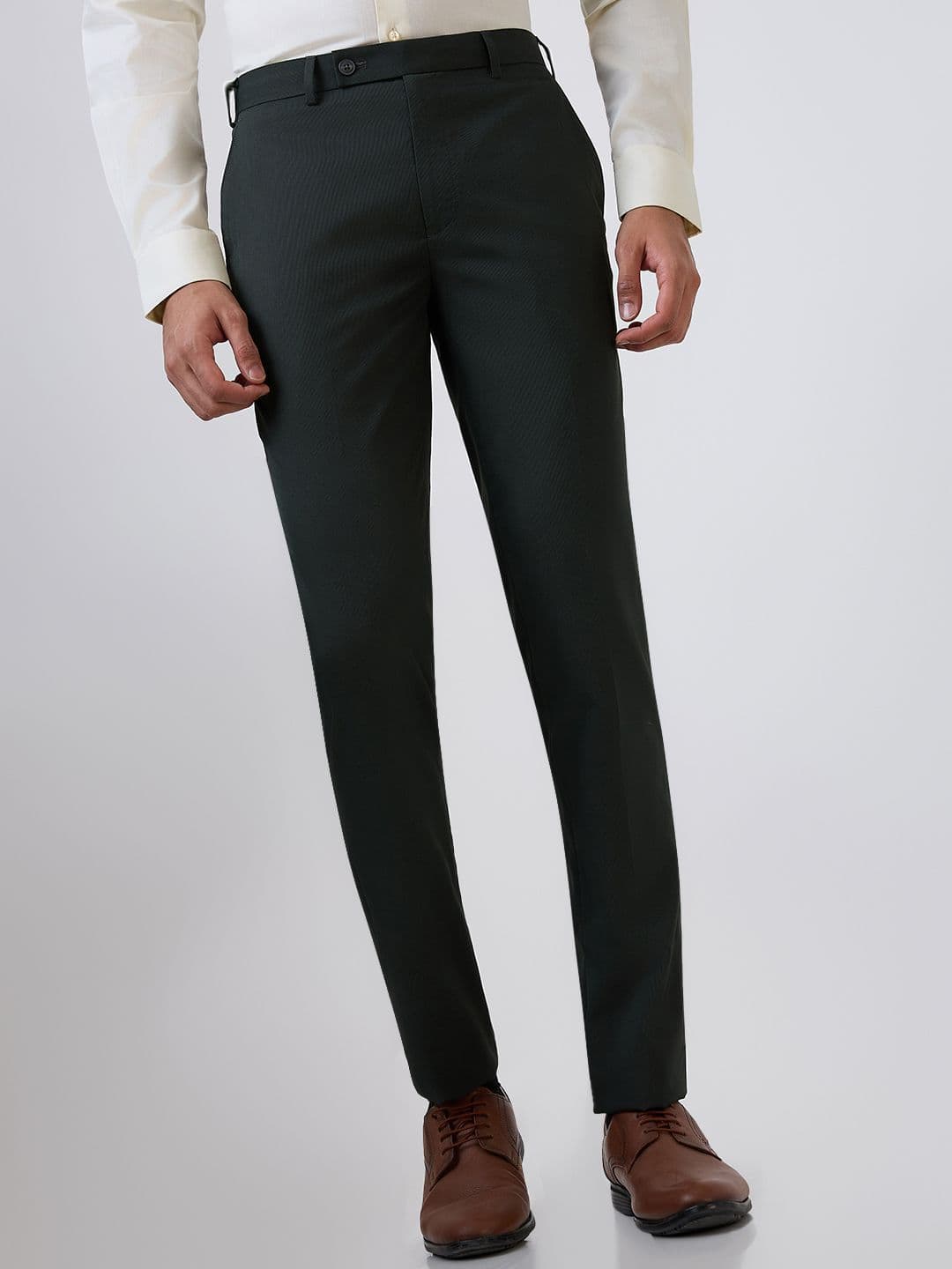 Park Avenue Park Avenue Men Slim Fit Self Design Mid-Rise Formal Trousers