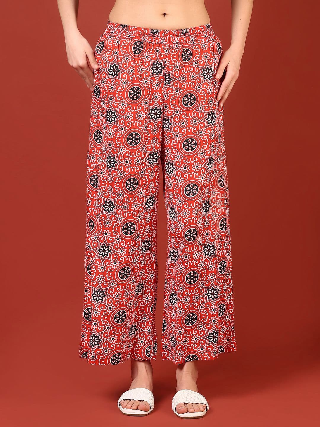 LIMEROAD LIMEROAD Printed Mid-Rise Palazzo