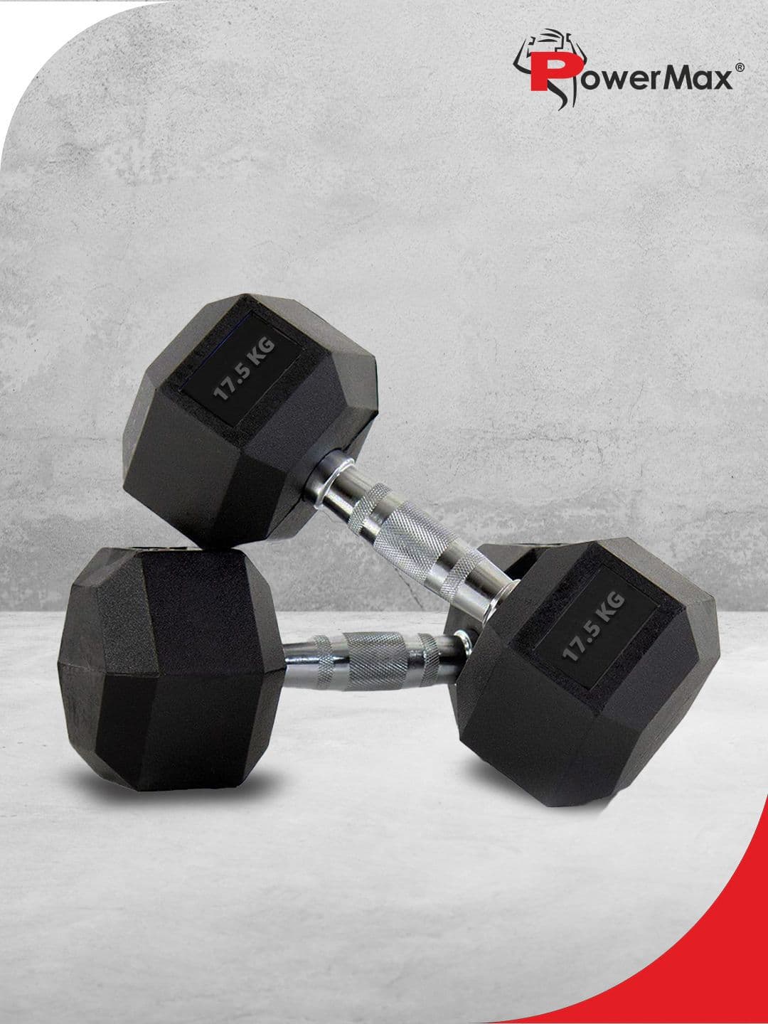PowerMax Fitness PowerMax Fitness Hexagon Fixed Weight Dumbbell - 17.5 kg Each