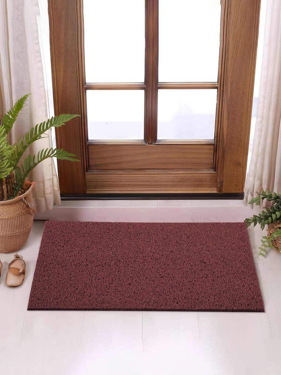 Aura Aura Maroon Rubber PVC Water Absorbing Front Floor Mat DoorMat