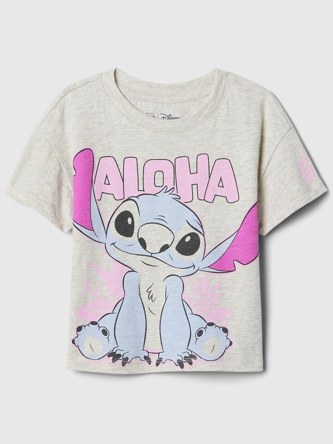 Girls Printed Cotton T-shirt GAP Girls Lilo & Stitch Printed Drop-Shoulder Sleeves Pure Cotton T-shirt