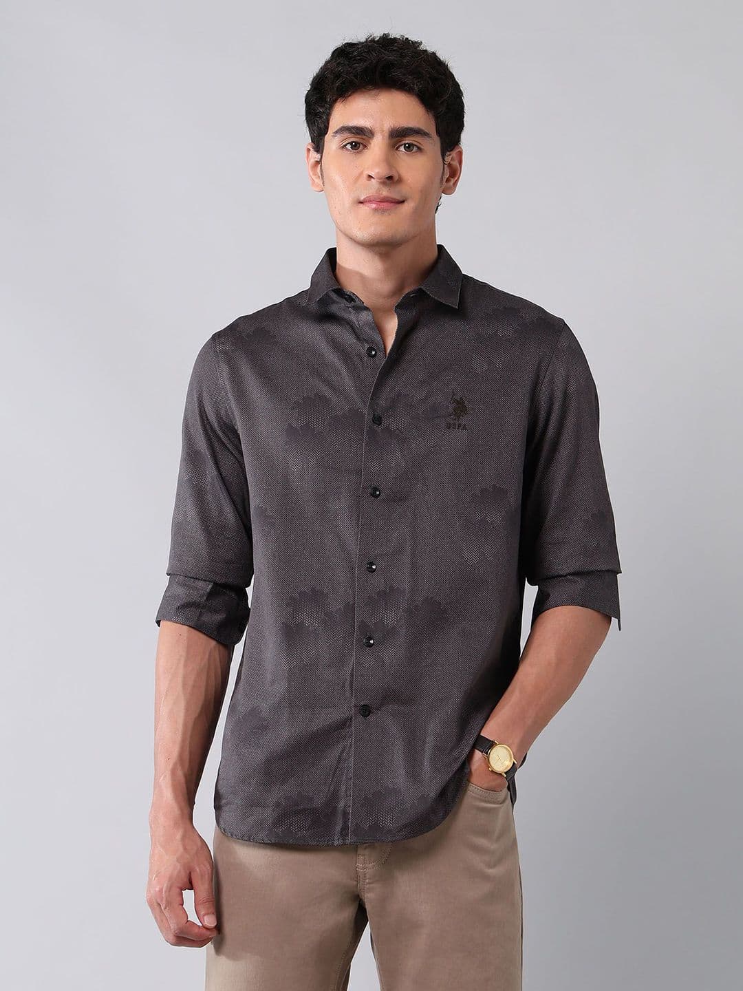 U.S. Polo Assn. Denim Co. U.S. Polo Assn. Denim Co. Men Classic Fit Floral Printed Spread Collar Cotton Casual Shirt