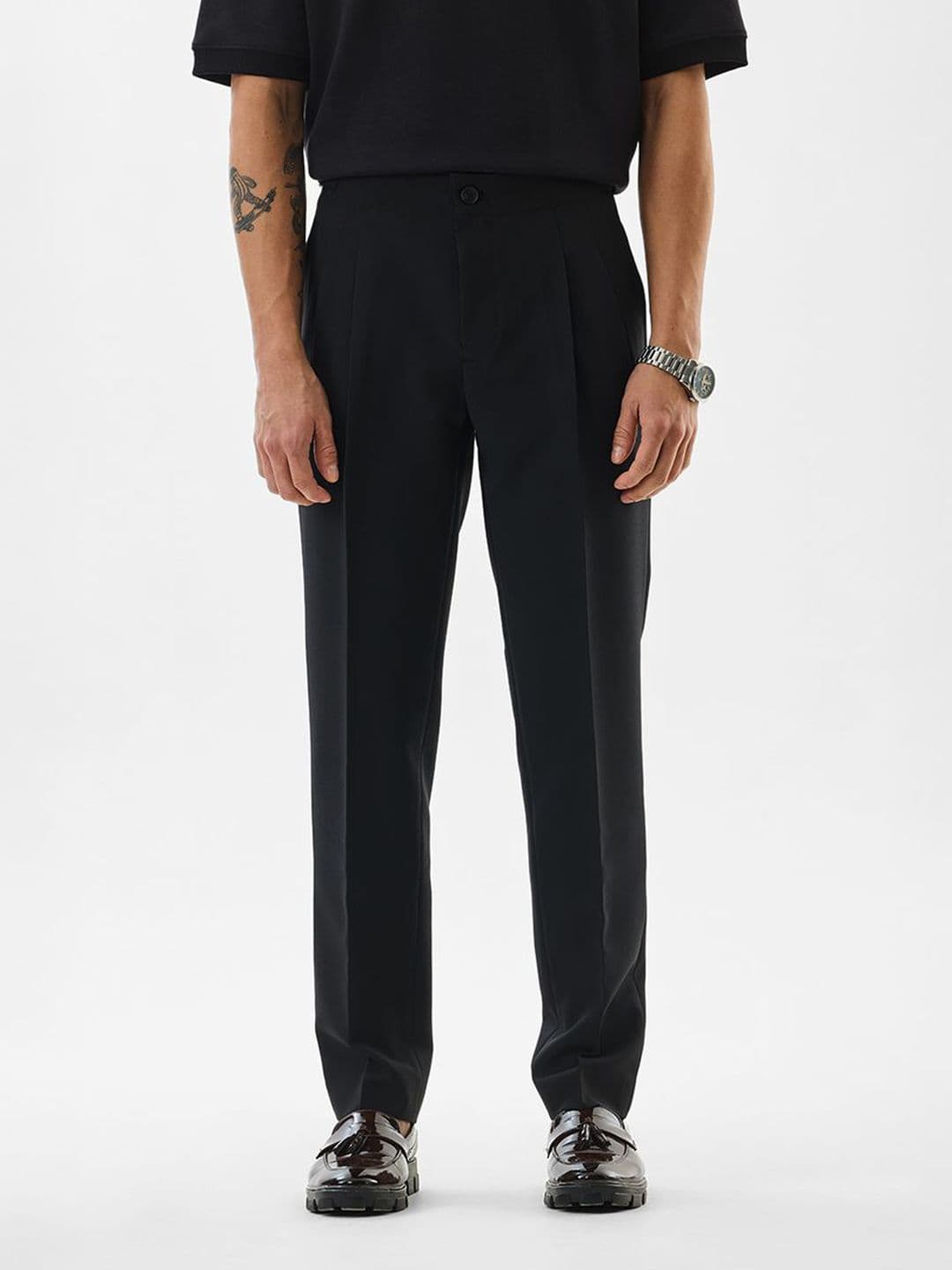 Snitch Snitch Men Black Mid-Rise Slim Fit Trouser