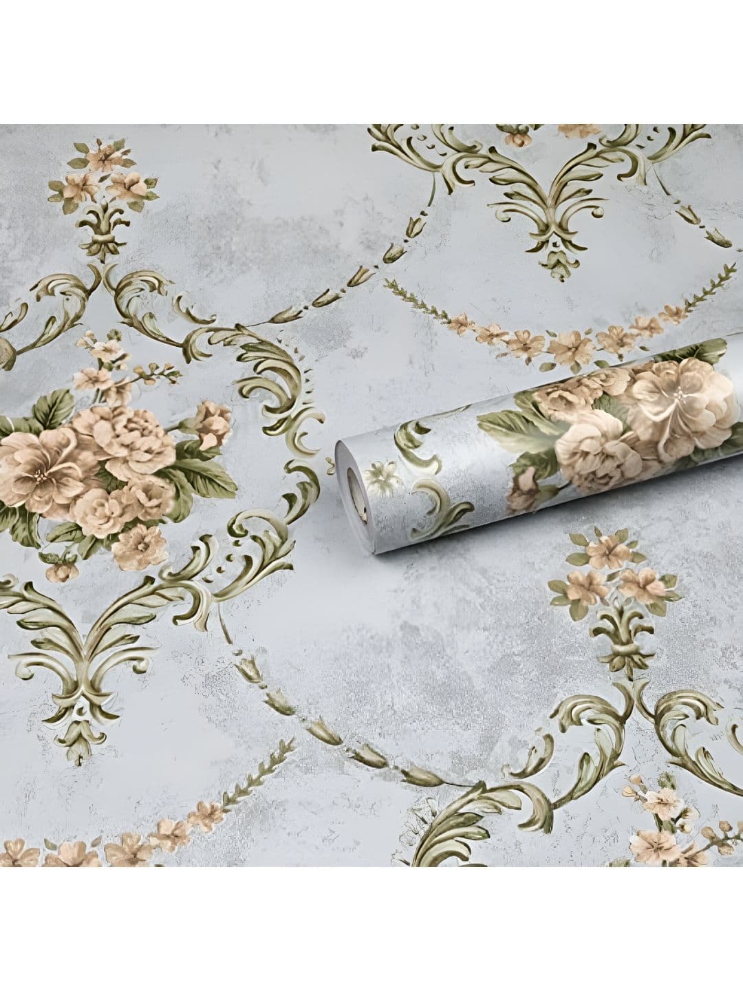 INDIAN ROYALS INDIAN ROYALS Green Damask Printed Self-Adhesive Wall Sticker
