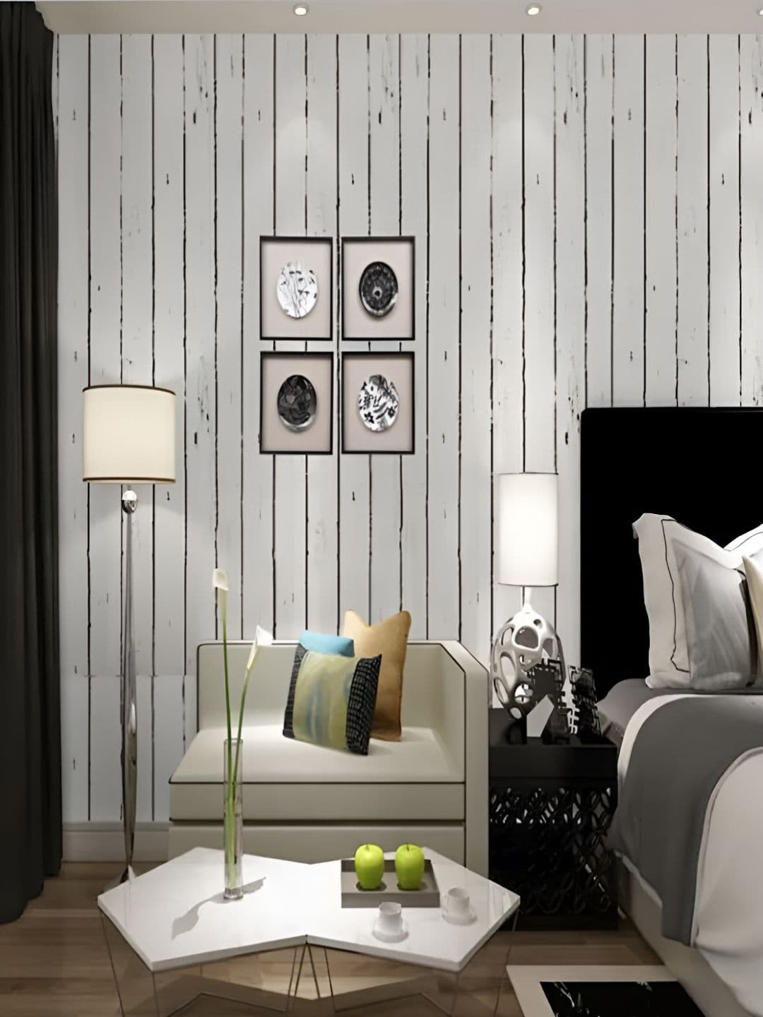 INDIAN ROYALS INDIAN ROYALS White Wood Printed Self-Adhesive & Durable Wall Sticker