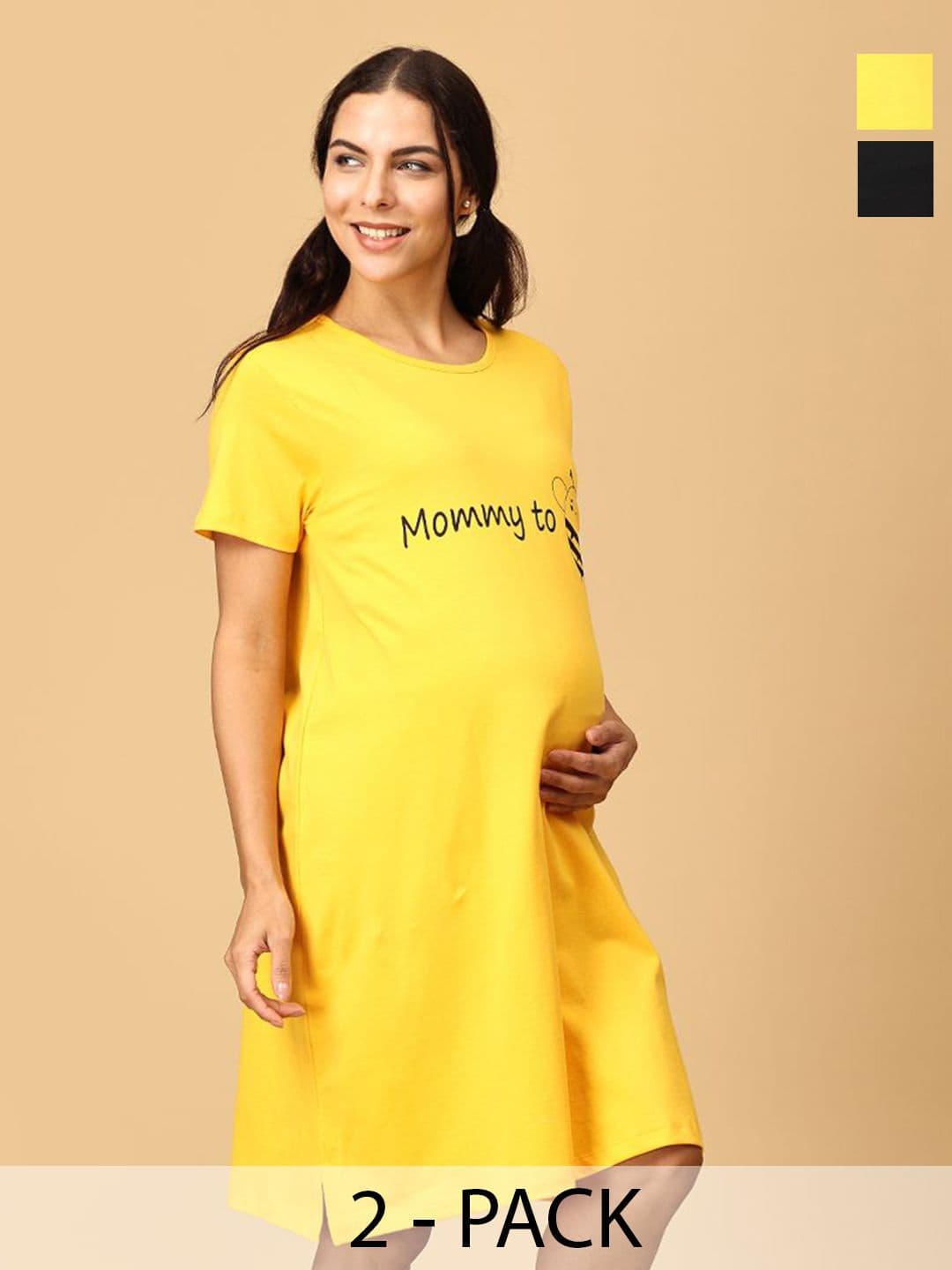 The Mom Store The Mom Store Women Pack Of-2 Printed Maternity Nightdress