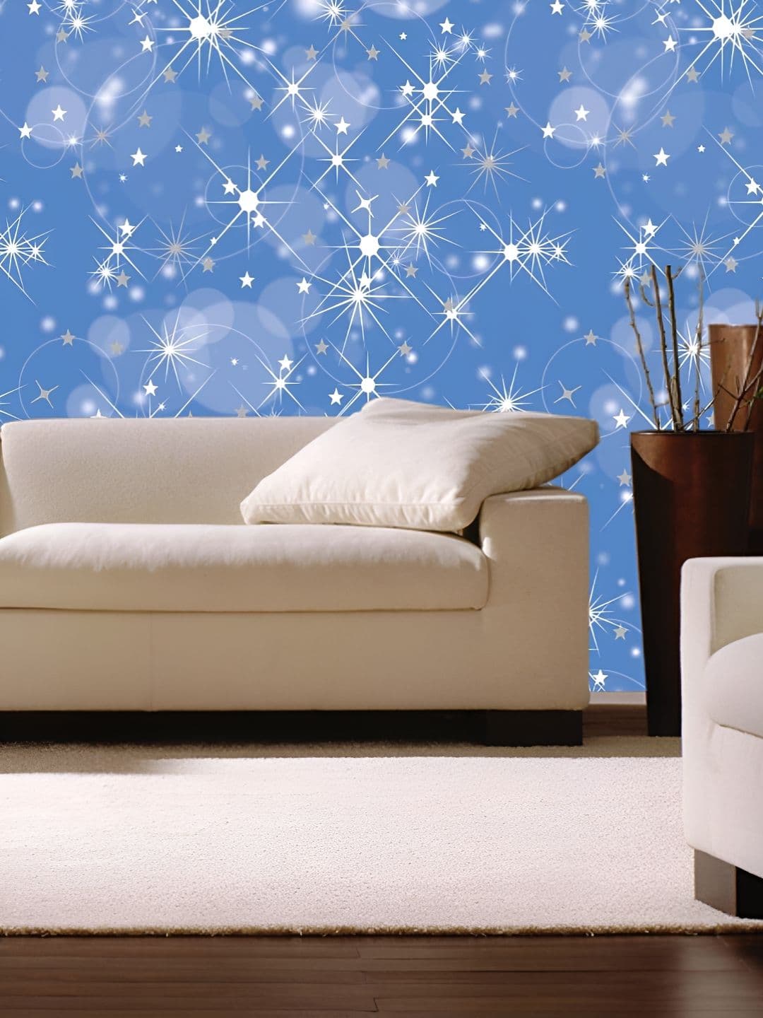 INDIAN ROYALS INDIAN ROYALS Blue & White Sparkling Star Printed Self-Adhesive & Durable Wall Sticker