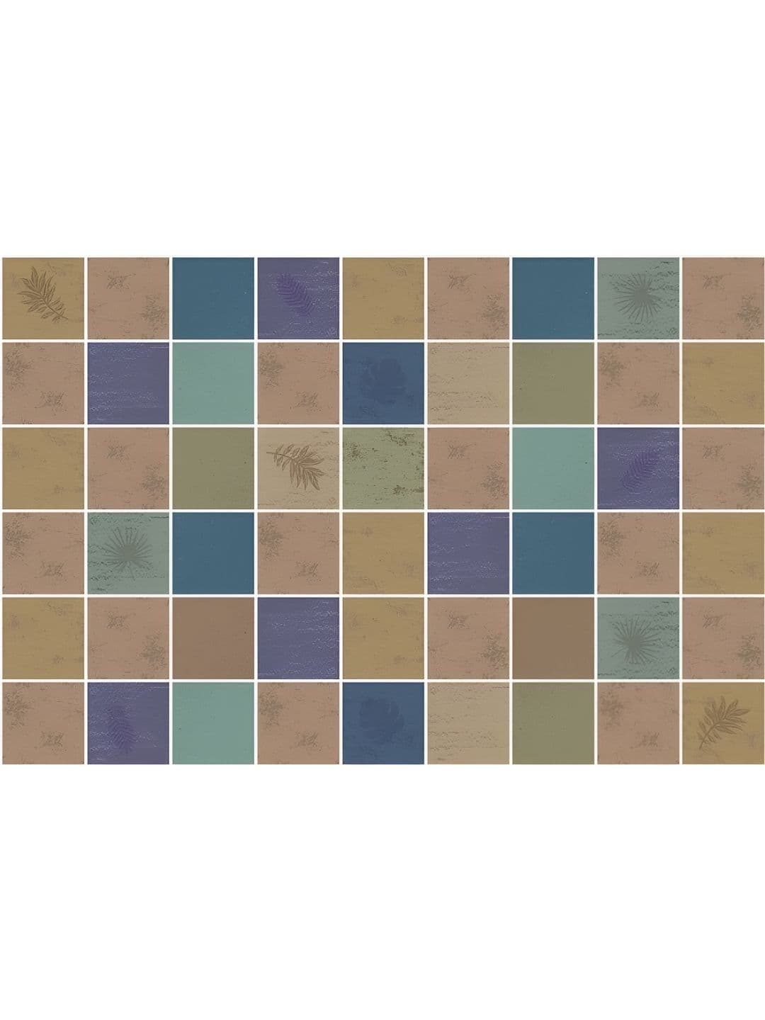 INDIAN ROYALS INDIAN ROYALS Blue & Brown Small Square Tile Printed Self-Adhesive & Durable Wall Sticker