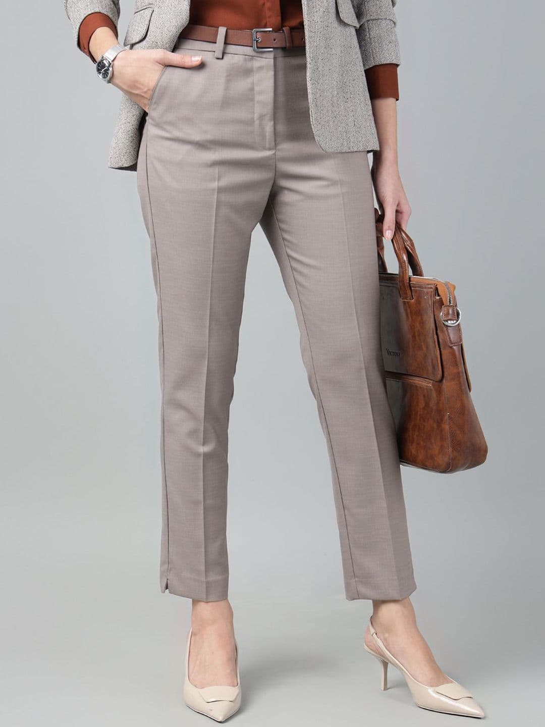 Hancock Hancock Women Mid-Rise Stretchable Wrinkle Free Cigarette Trousers