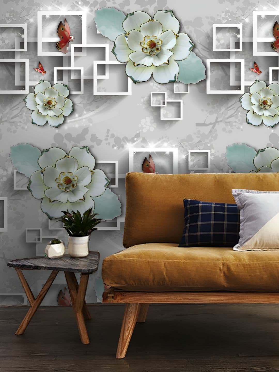 INDIAN ROYALS INDIAN ROYALS Grey & Blue Printed Waterproof Durable Wall Sticker