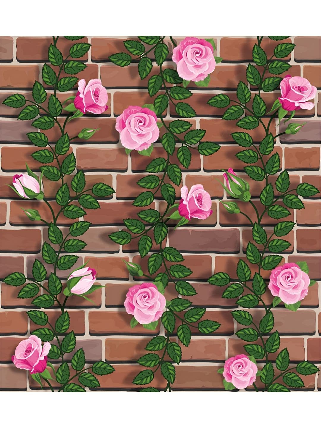 INDIAN ROYALS INDIAN ROYALS Brown & Pink Floral Design Printed Self-Adhesive & Durable Wall Sticker