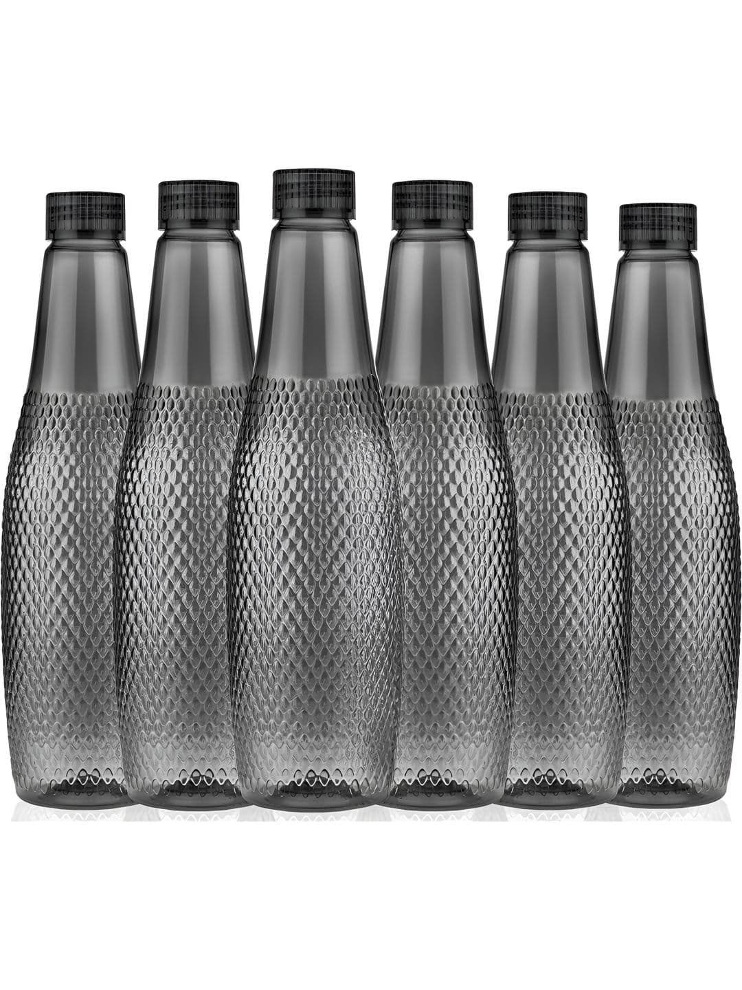 Aura Aura Set of 6 Black Airtight Plastic Water Bottle 1000 ml