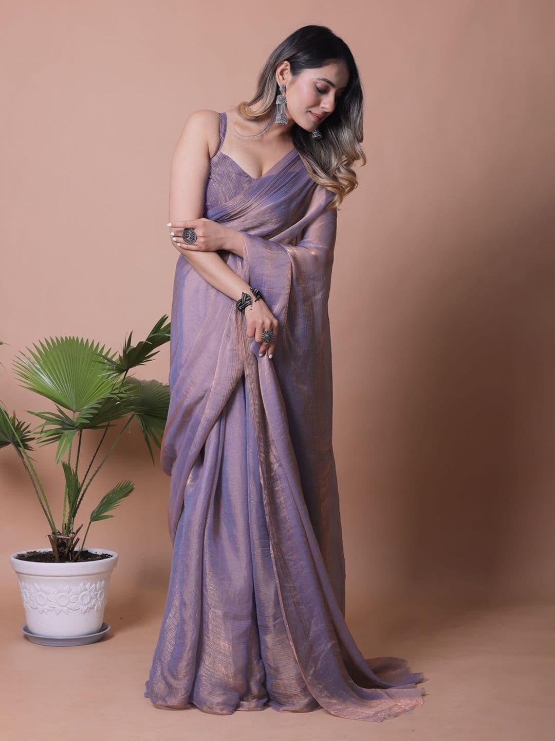 Anneca Anneca Women Solid Pure Chiffon Saree