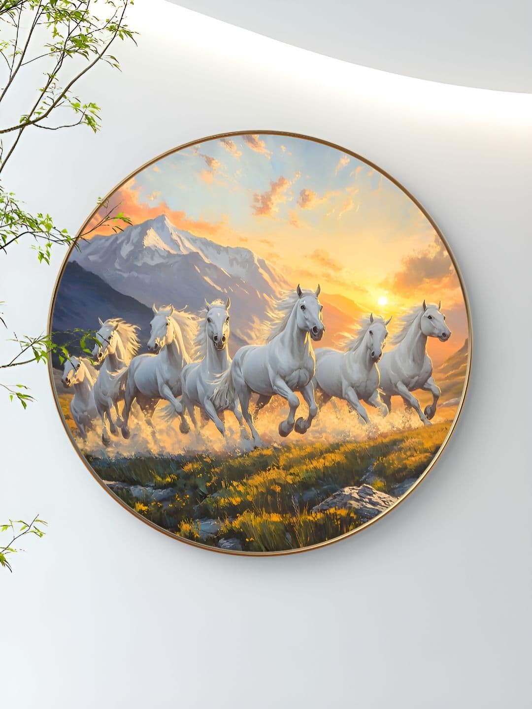 Myntra Elegant Homes Myntra Elegant Homes Horse Gold Wood Wall Living Room Square Paintings Wall Art -23 x 23In