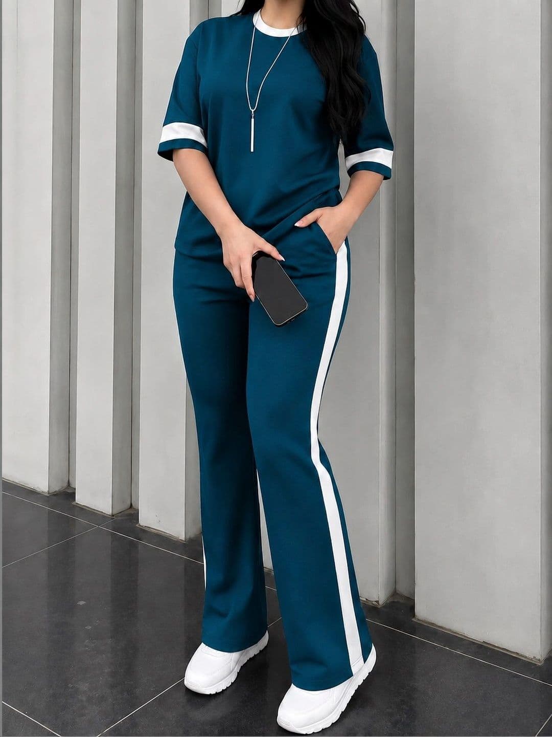 BOTGO BOTGO Cotton Colourblocked T-shirt with Trousers