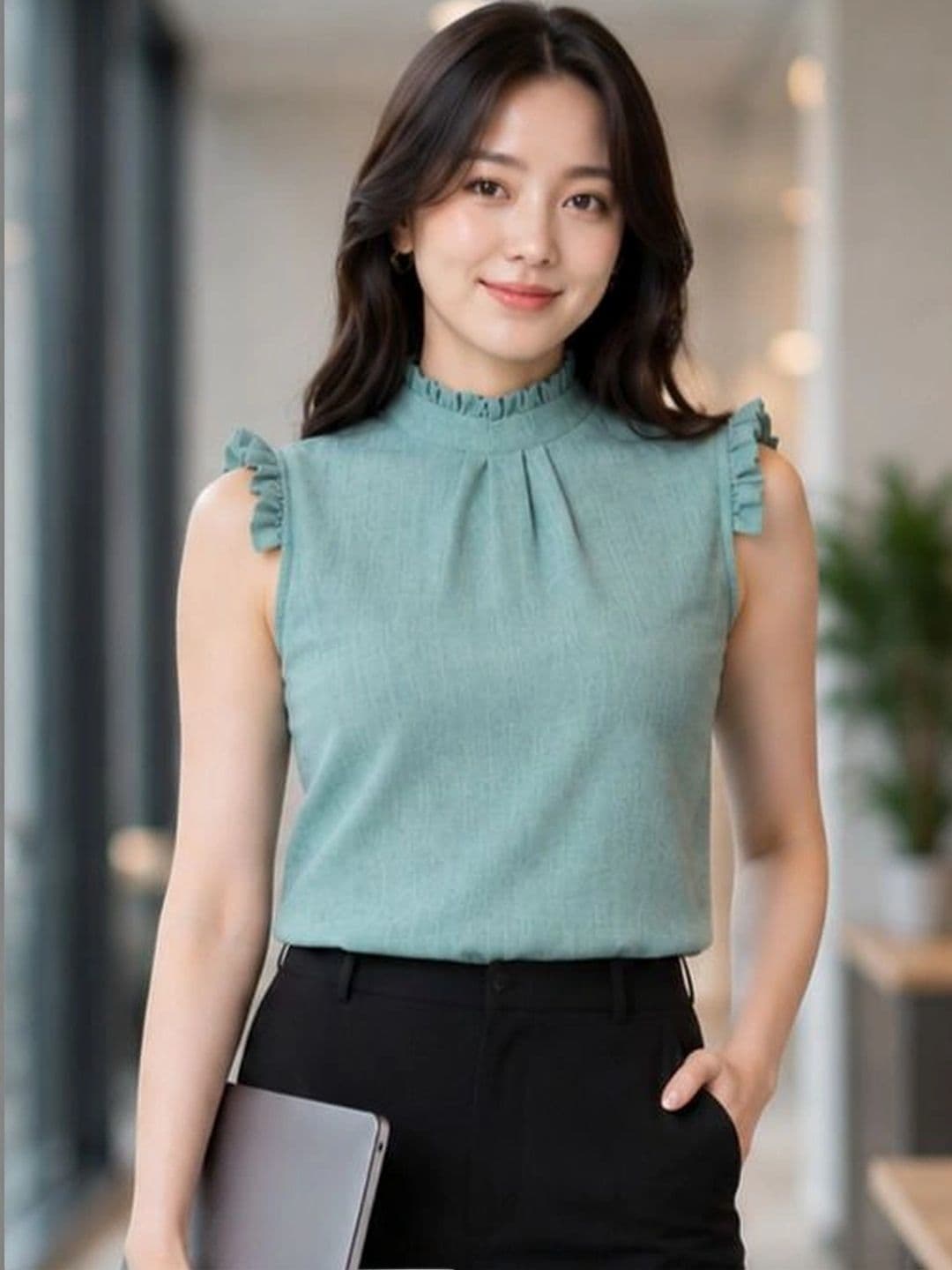 Top Solid Style Quotient Flutter Sleeve Ruffles Top
