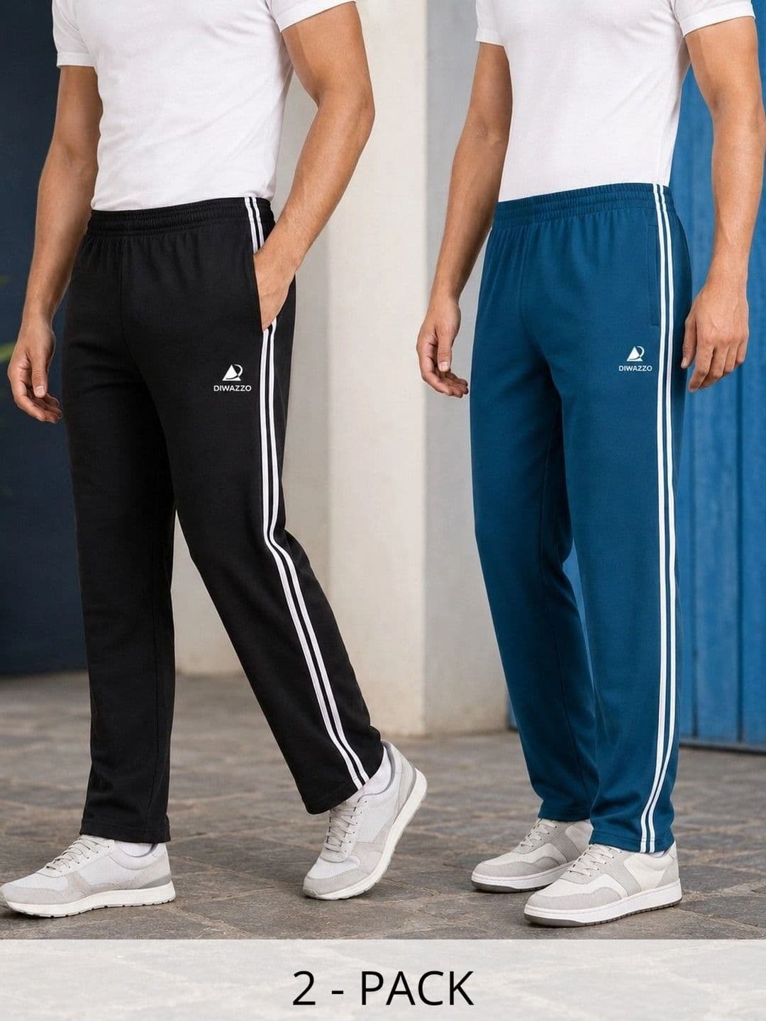Diwazzo Diwazzo Men Pack of 2 Regular Fit Brand Logo Training Track Pants
