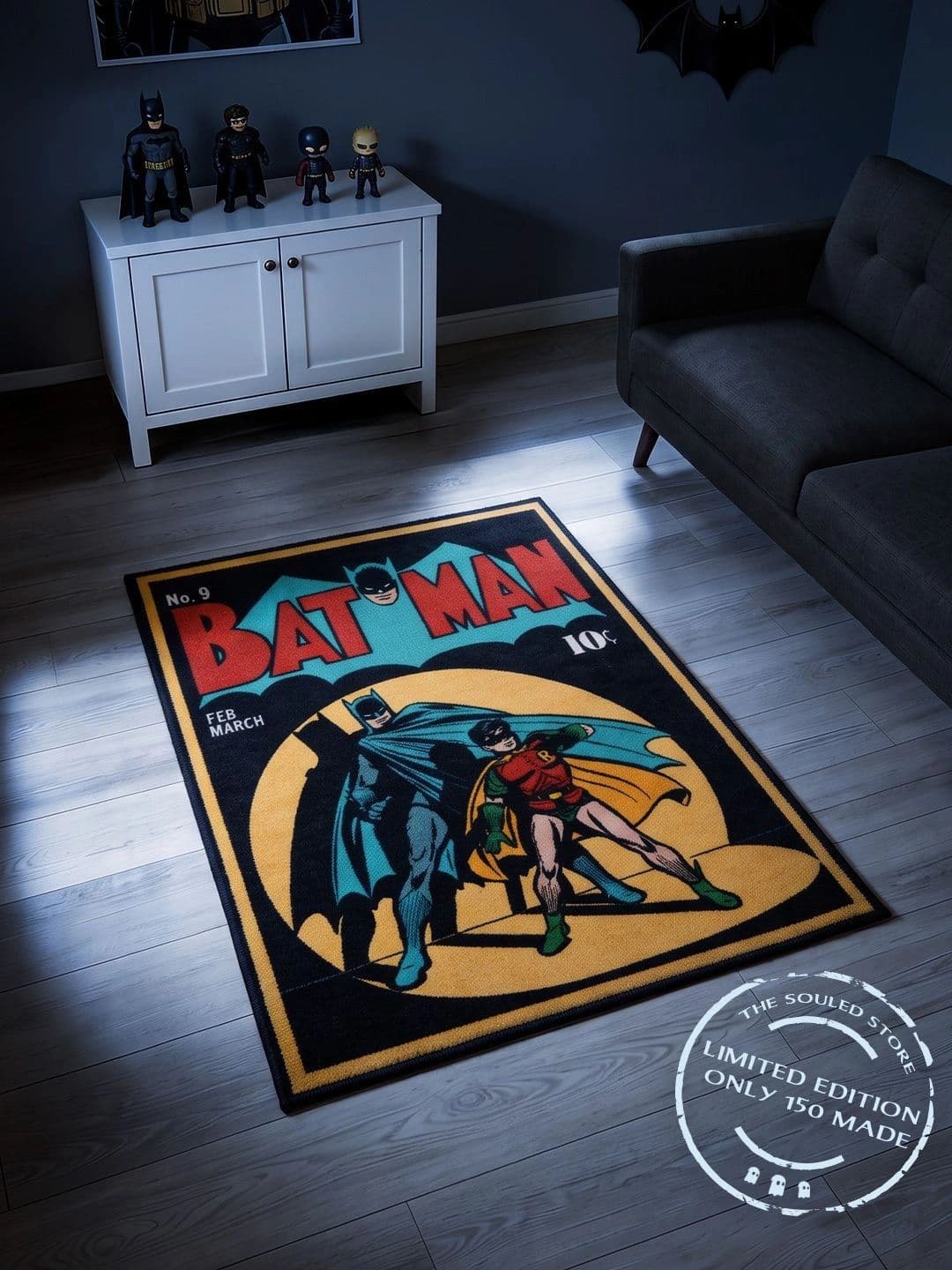 The Souled Store The Souled Store Black & Yellow Batman Printed Anti-Skid Retro Carpets