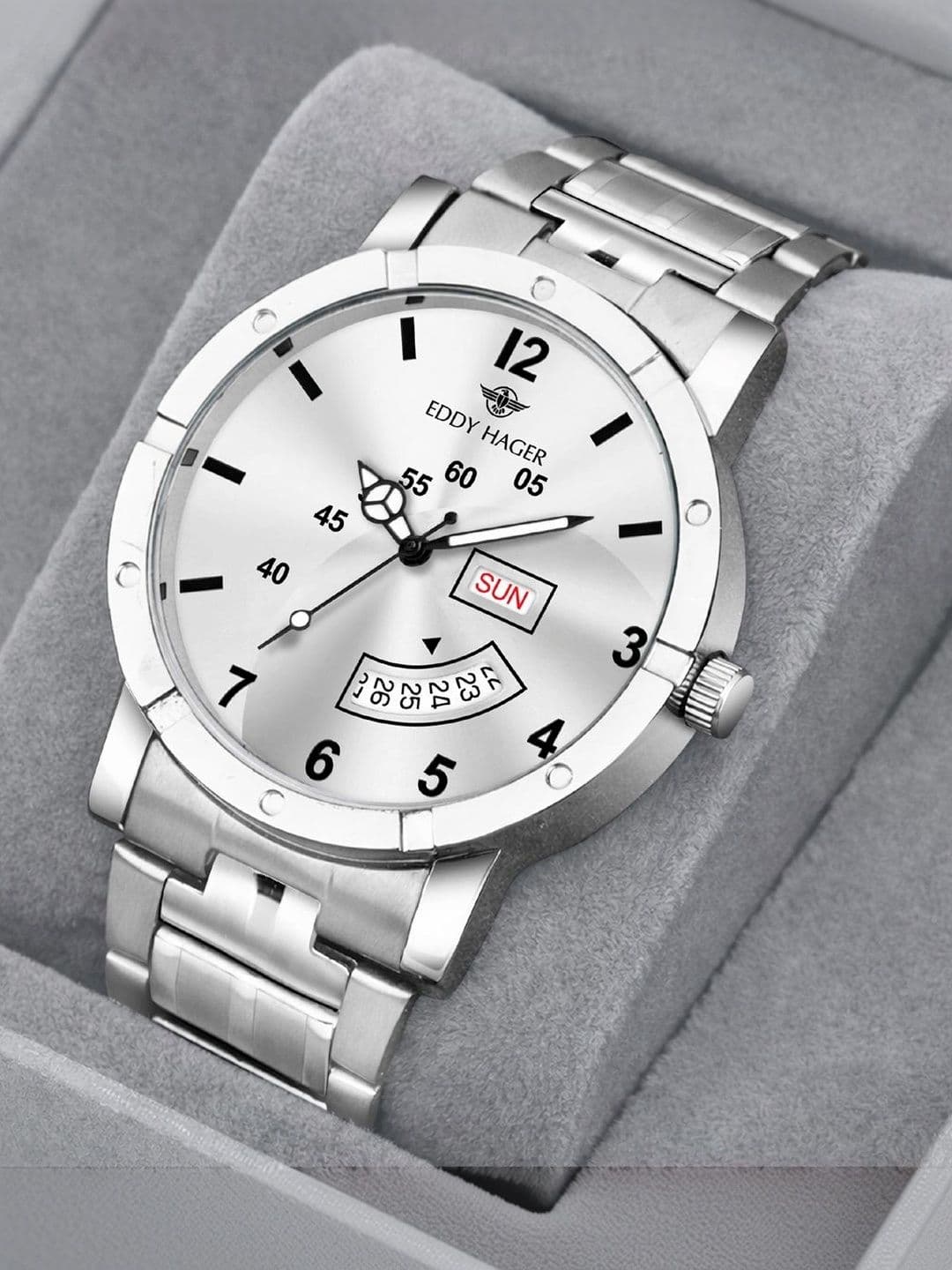 EDDY HAGER EDDY HAGER Men Dial & Stainless Steel Bracelet Style Straps Analogue Watch EH-299-SILVER