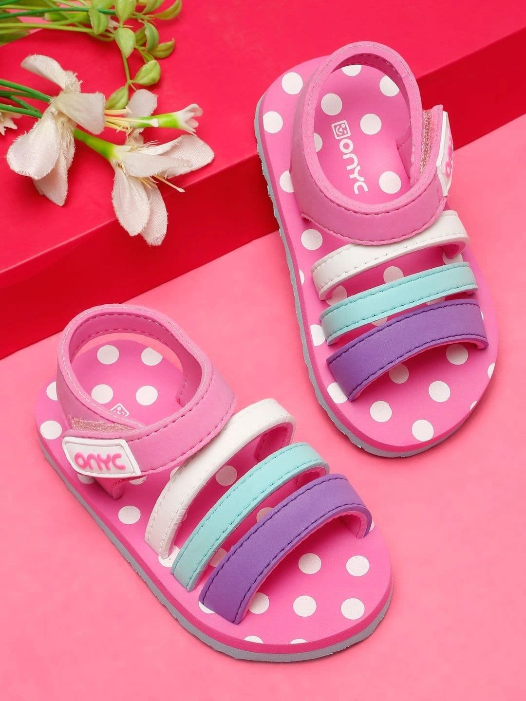 ONYC ONYC Girls Pink Printed Open Toe Butterscotch Sandals