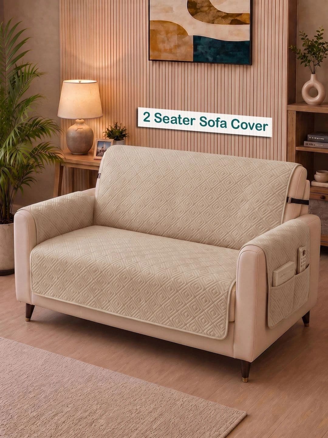 Myntra Elegant Homes Myntra Elegant Homes Cream-Coloured Microfibre Blend 1 Piece Sofa Cover With Arms