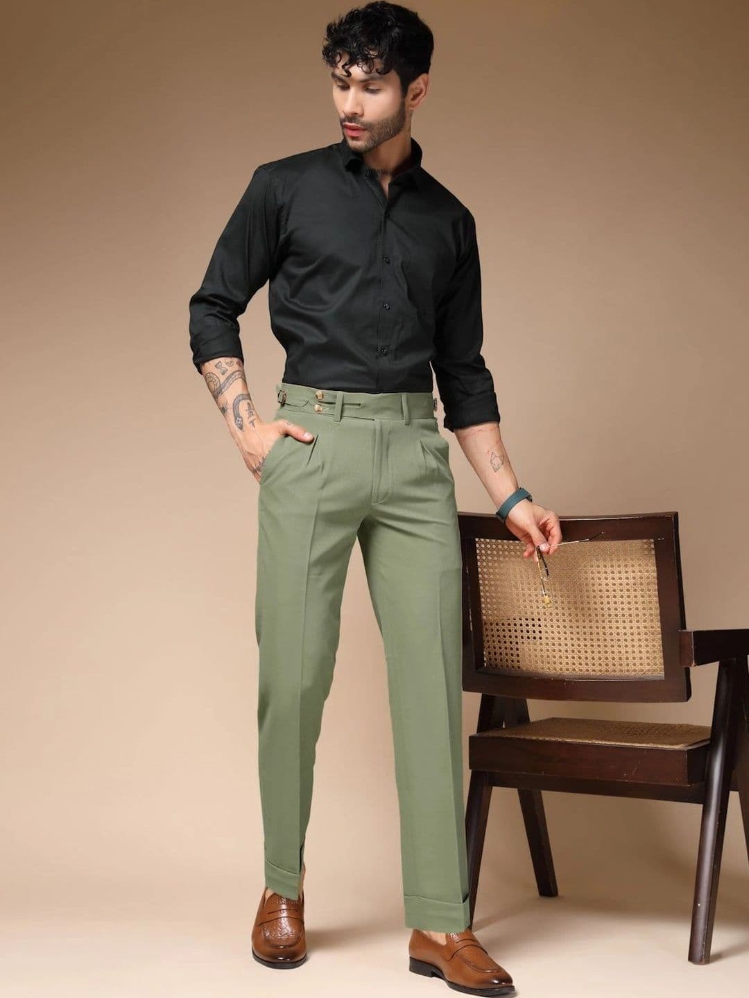 Italian Vega Italian Vega Men High-Rise Wrinkle Free Pleated Trousers