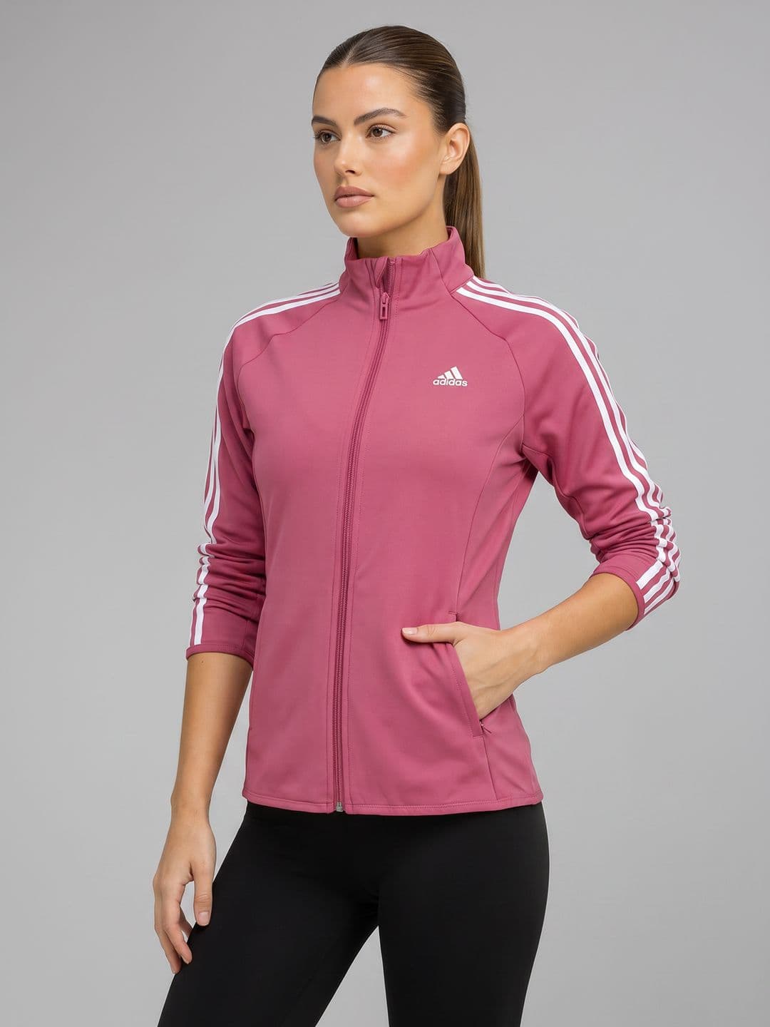 ADIDAS ADIDAS Striped Stand Collar Sporty Jacket