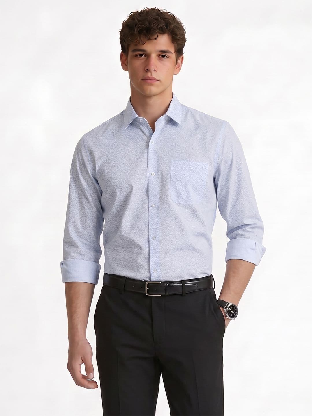 Peter England Peter England Slim Fit Micro Ditsy Printed Pure Cotton Formal Shirt