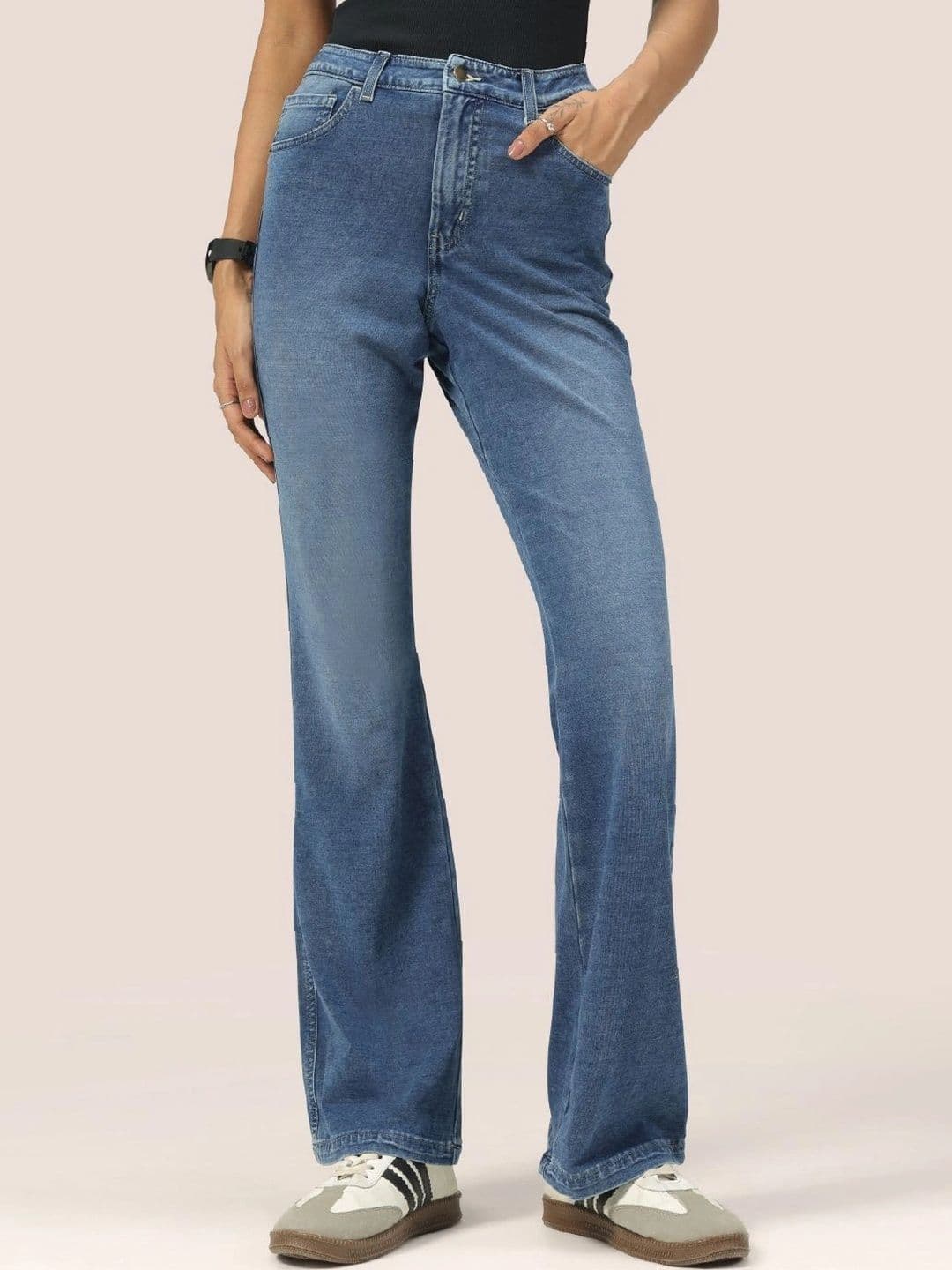Blissclub Blissclub Women Flare Fit Zenim-Regular Length Stretchable Jeans