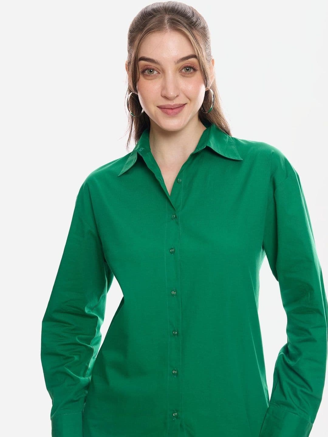 Solid Slim Fit Cotton Shirt Virgio Solid Cotton Slim Fit Long Sleeves Shirts for Women