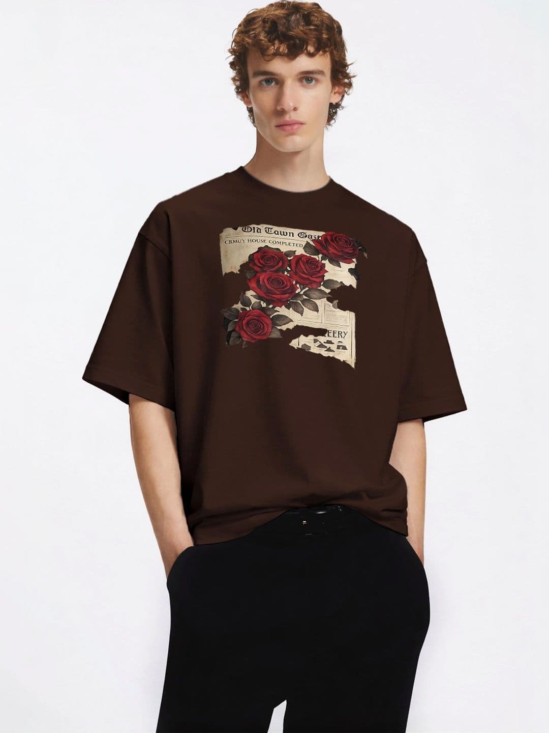 Moda rapido X TOGS & TERRE Moda rapido X TOGS & TERRE Men Floral Printed Drop-Shoulder Sleeves Organic Cotton Blend T-shirt