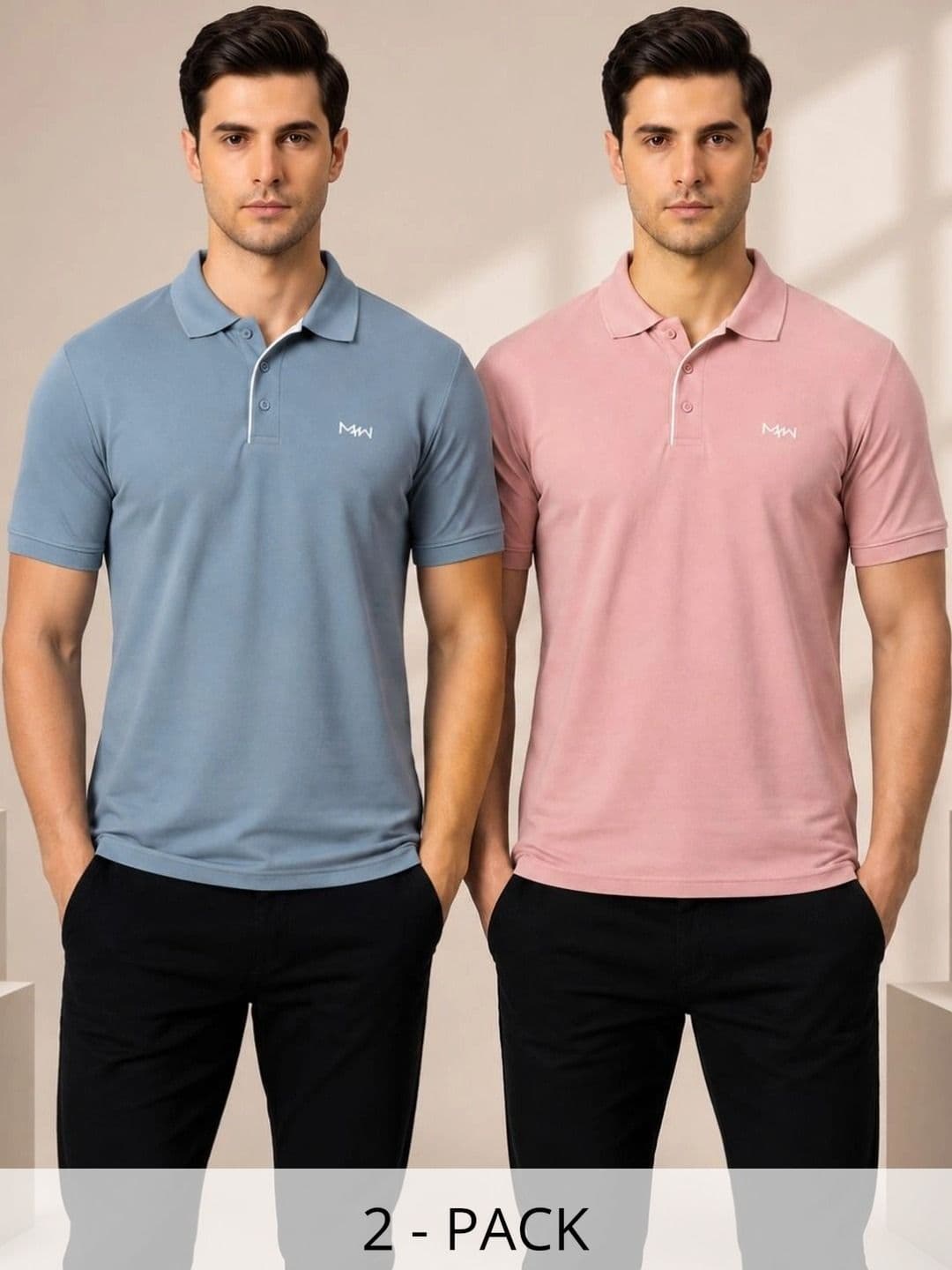 MTW MTW Men Brand Logo 2 Polo Collar T-shirt