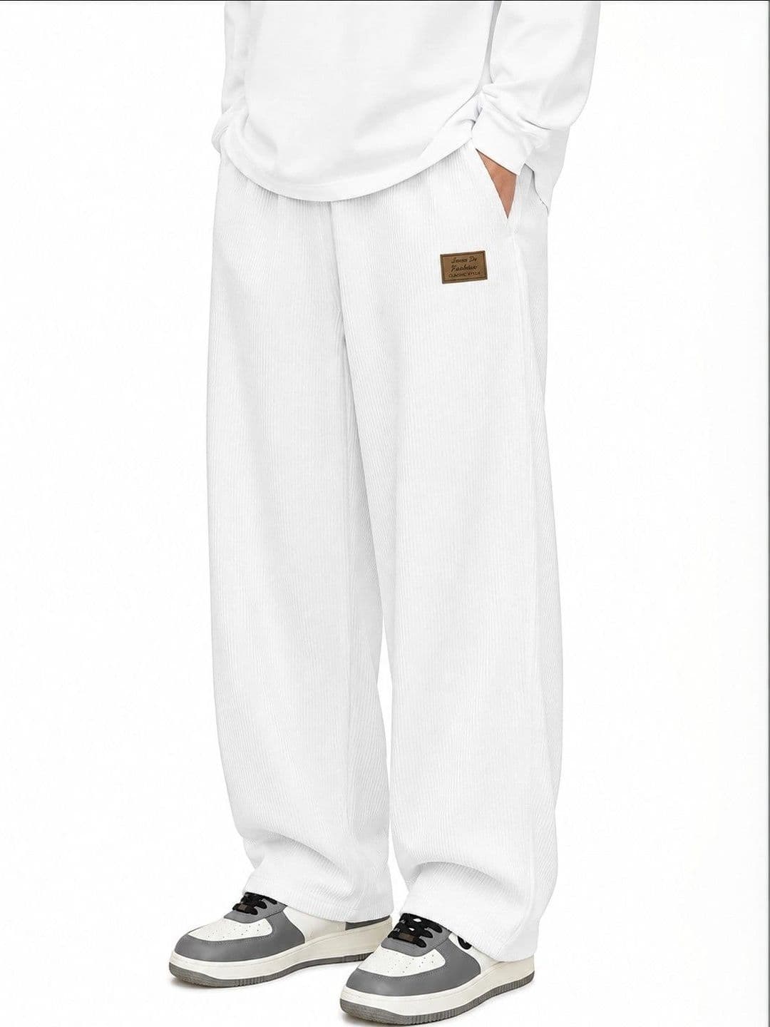 ZELINCO ZELINCO Men Striped Relaxed Straight Leg Easy Wash Corduroy Trousers