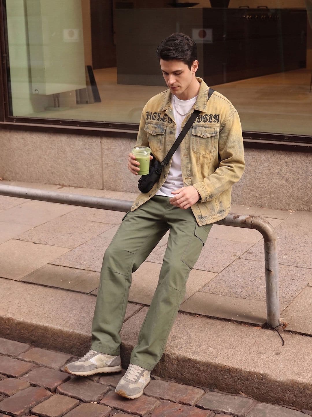 Suo Suo Men Typography Denim Jacket