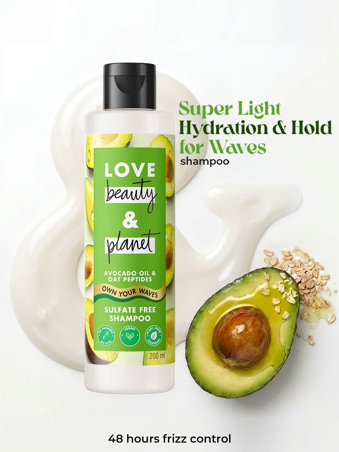 Avocado Oil & Peptide Shampoo Love Beauty & Planet Avocado Oil & Oat Peptide Shampoo for Wavy Hair - 200 ml