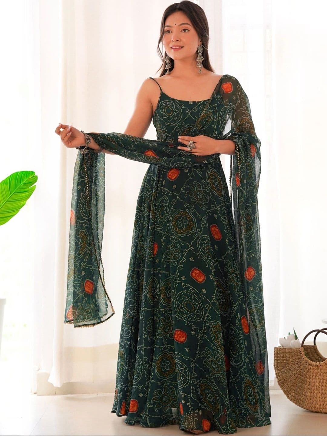 Fusionic Fusionic Women Ethnic Motifs Printed Regular Silk Chiffon Kurta with Palazzos & With Dupatta