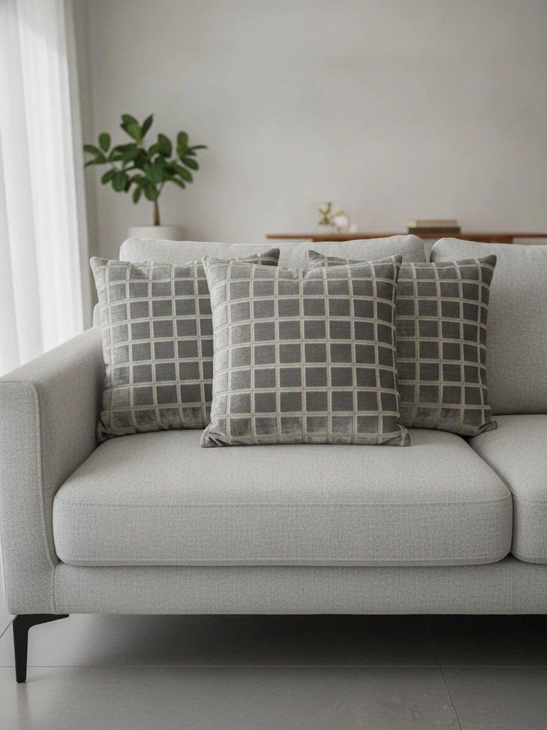 Themes Furnishings & Decor Themes Furnishings & Decor Grey Set of 7 Geometric Velvet Square Cushion Covers