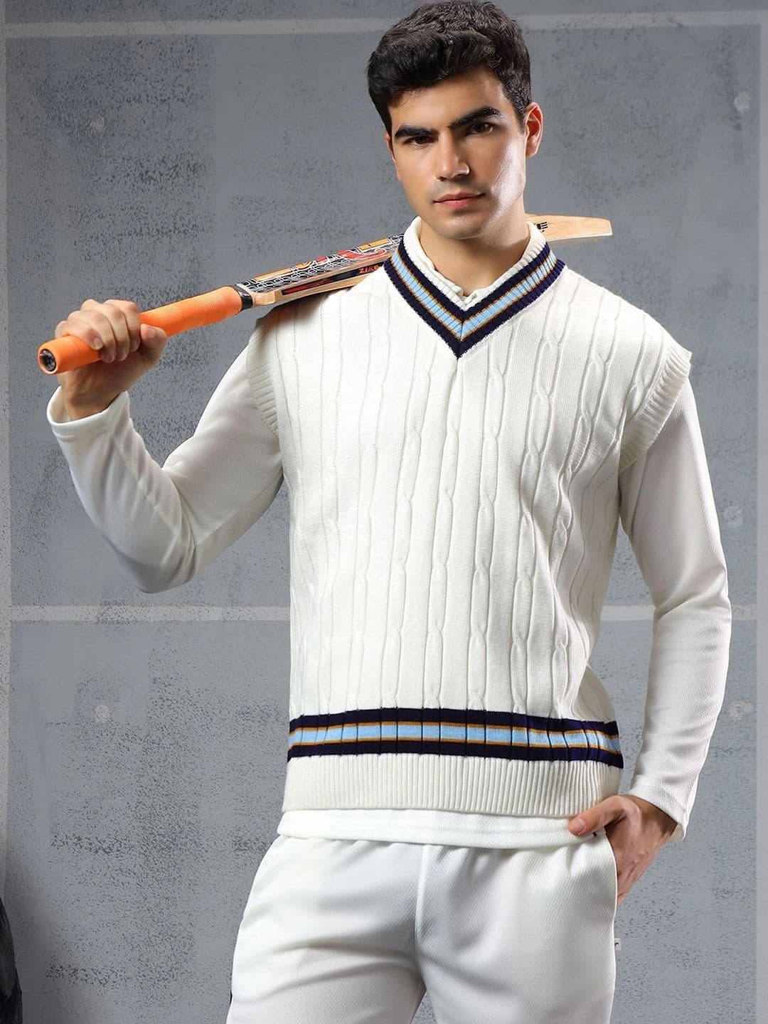 HRX by Hrithik Roshan HRX by Hrithik Roshan Men Cable Knit Sweater Vest