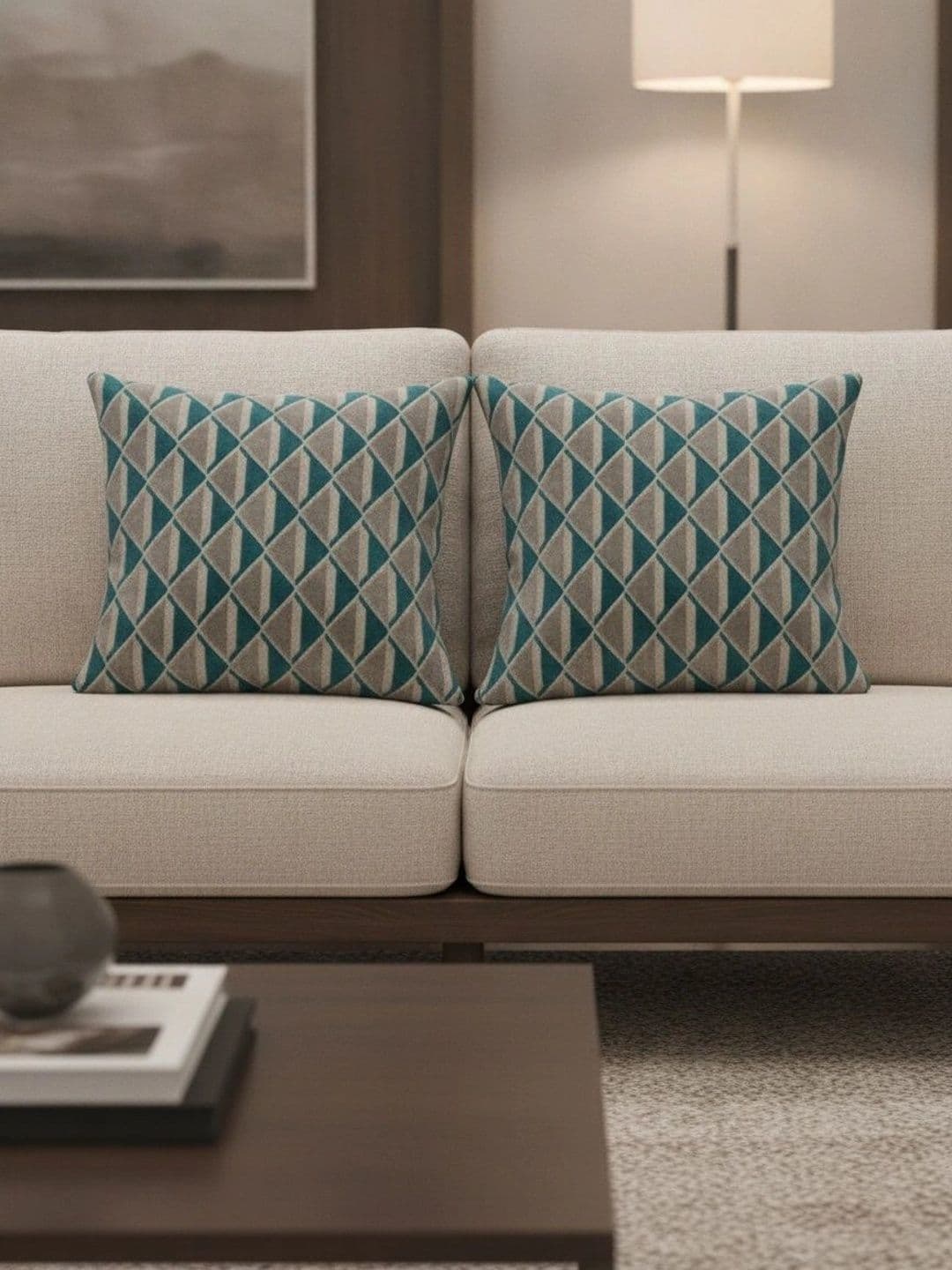 Themes Furnishings & Decor Themes Furnishings & Decor Blue Set of 8 Geometric Velvet Square Cushion Covers