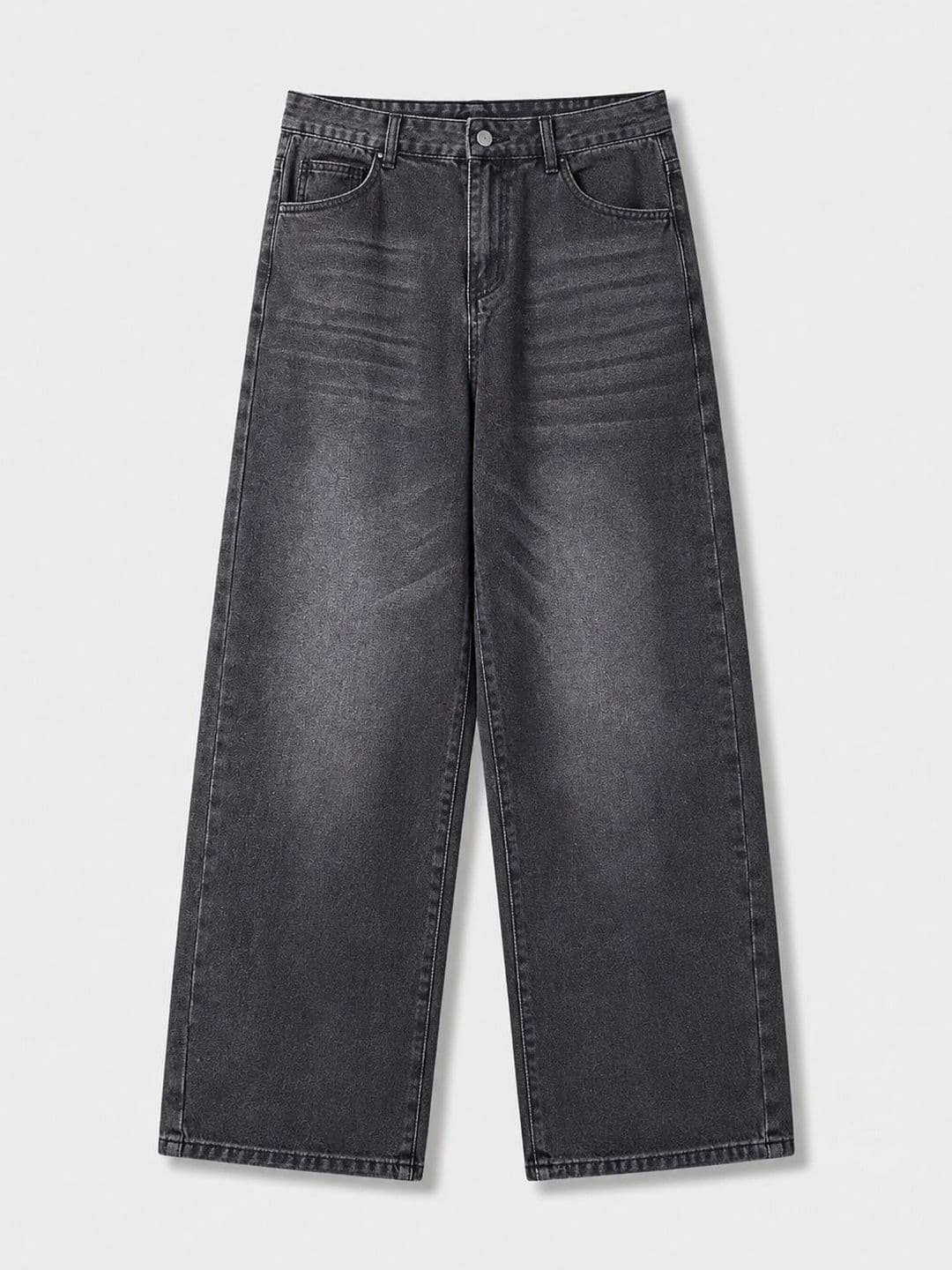 BREXX BREXX Men Jean Wide Leg Mid-Rise Low Distress Light Fade Stretchable Jeans